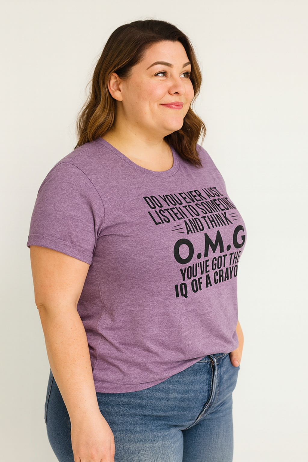 Do You Ever Just Listen To Someone Letter Print Women Slogan Plus Size T Shirt