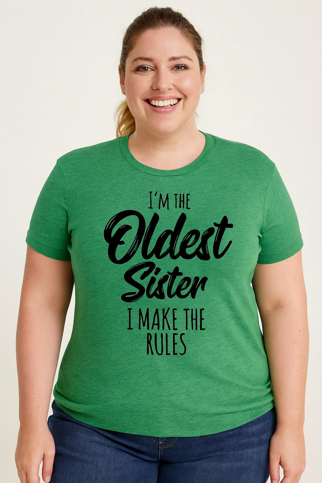 I Am The Oldest Sister Fashion Letter Print Women Slogan Plus Size T-Shirt