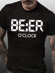 Camiseta masculina com slogan de cerveja O'Clock 