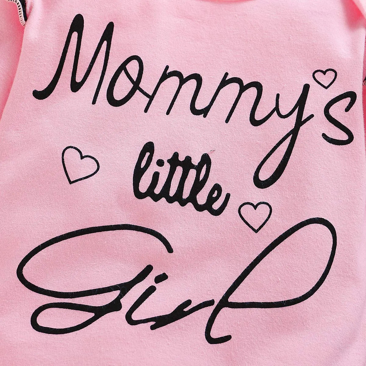 3PCS Mommy's Little Girl Letter Printed Rufffled Romper With Camouflage Printed Pants Baby Girl Set