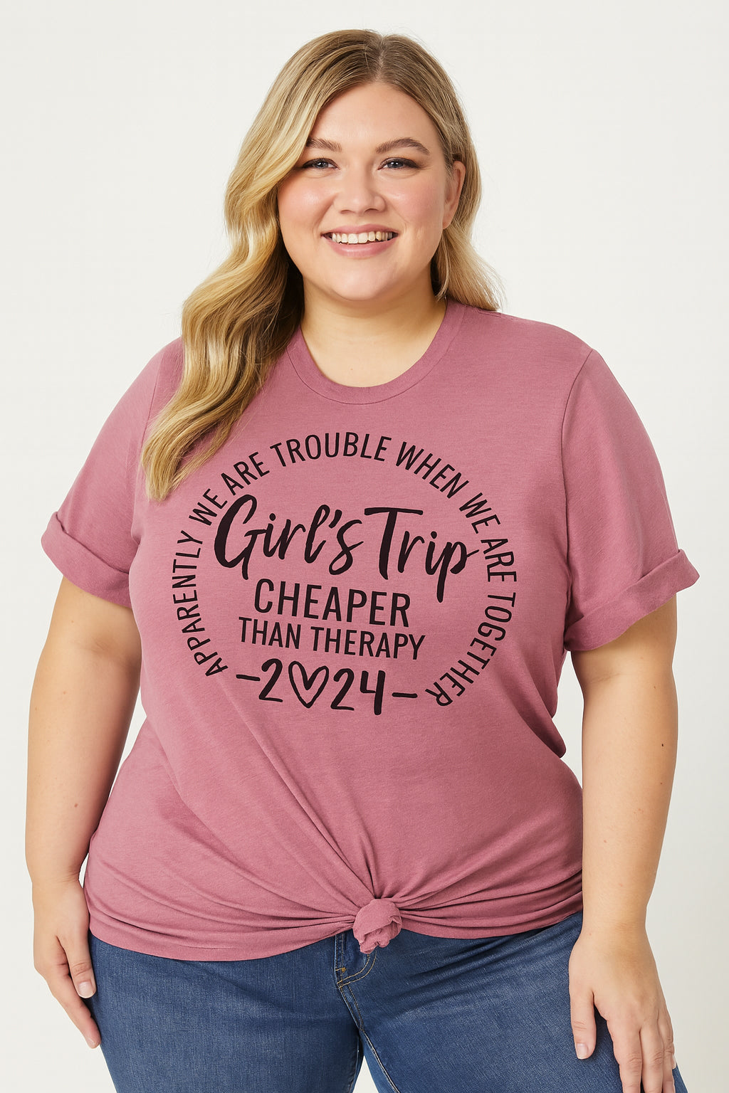 Girl's Trip 2024 Cheaper Letter Print Women Slogan Plus Size T-Shirt