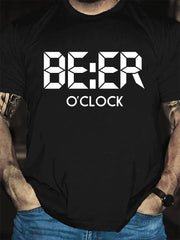 Camiseta masculina com slogan de cerveja O'Clock 