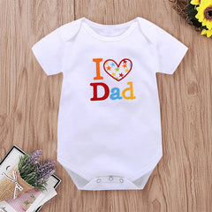 2PCS I Love Mom/Dad Lovely Letter Printed Baby Romper