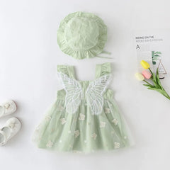 2PCS Pretty Butterfly Decoration Baby Skirt with Hat