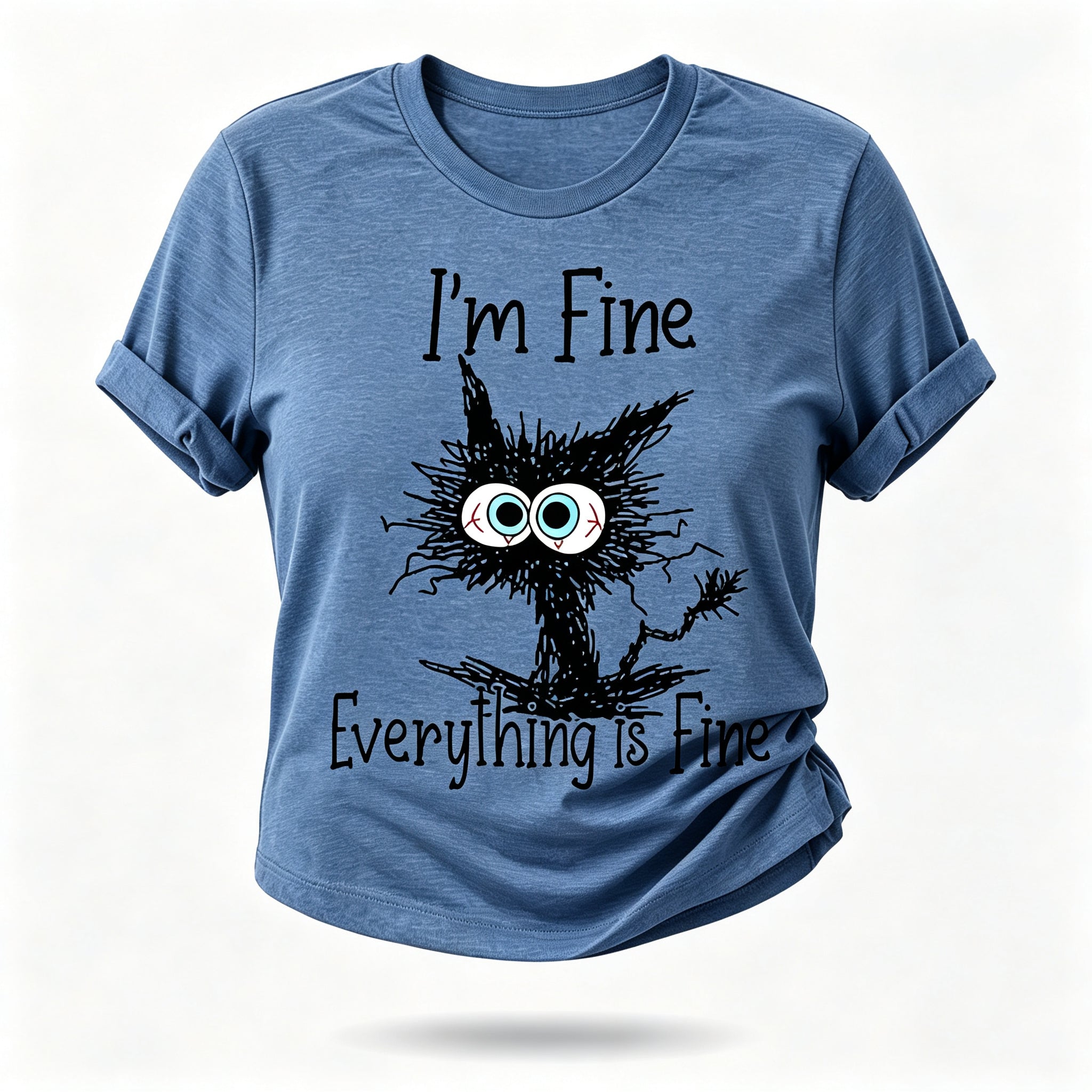 I'm Fine Everything Is Fine Cat Print Women Slogan T-Shirt