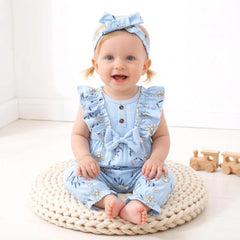 Elegant Floral Printed Sleeveless Baby Jumpsuit