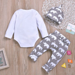 3PCS Elephant Printed Baby Set