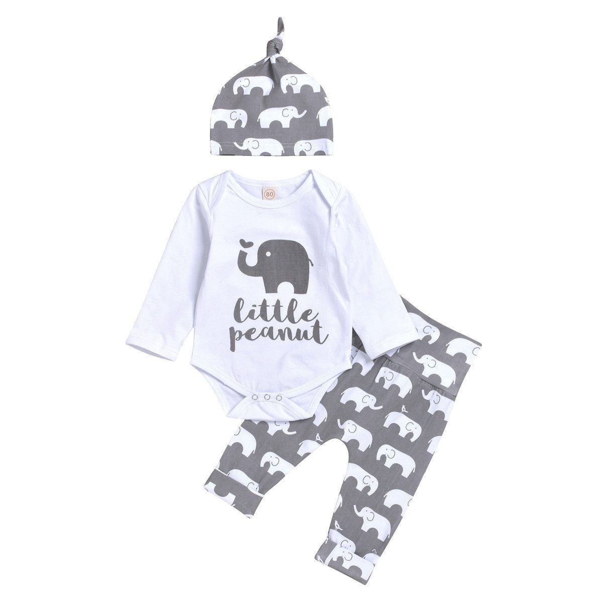 3PCS Elephant Printed Baby Set