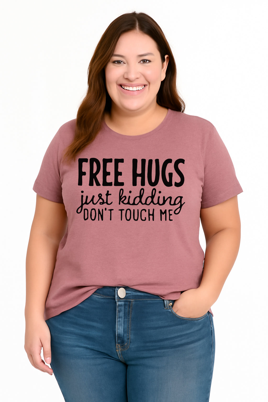 Free Hugs Fashion Letter Print Women Slogan Plus Size T-Shirt