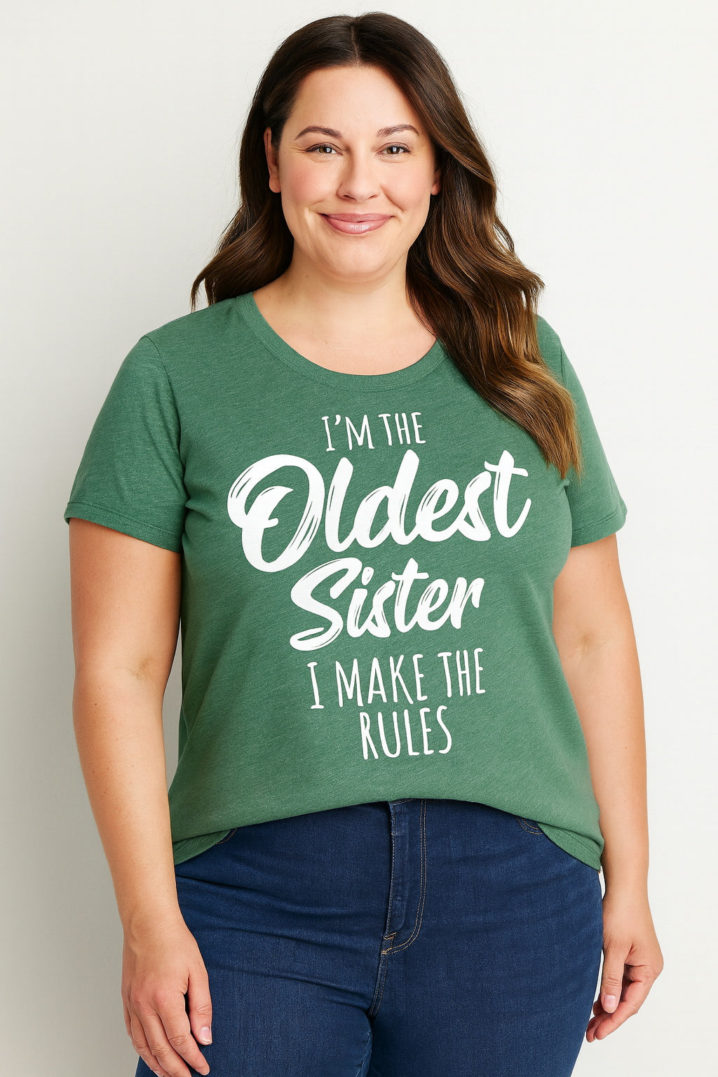 I Am The Oldest Sister Fashion Letter Print Women Slogan Plus Size T-Shirt