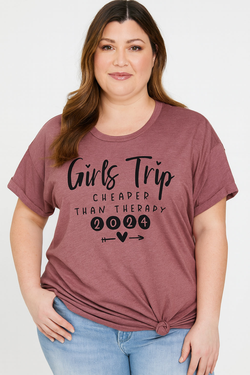 Pretty Girl Trip Letter Print Women Slogan Plus Size T-Shirt