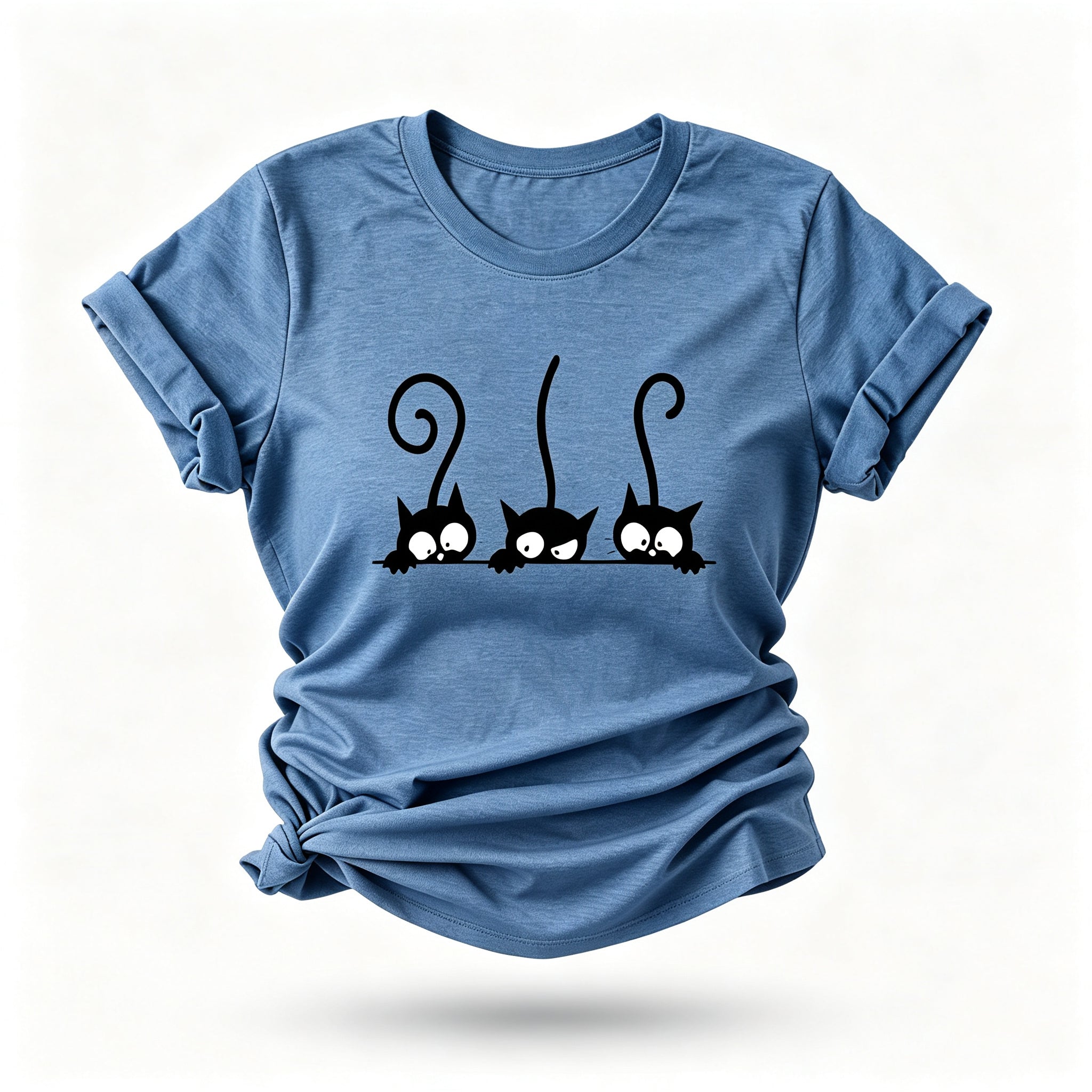 Camiseta de algodão com estampa de caixa de gato