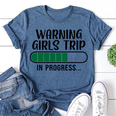 Warning Girls Trip Letter Electricity Printed Women Slogan T-Shirt