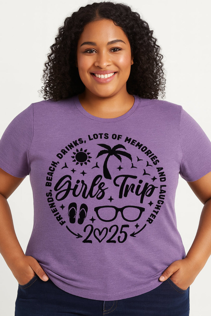 Girls Trip 2025 Printed Women Slogan Plus Size T-Shirt