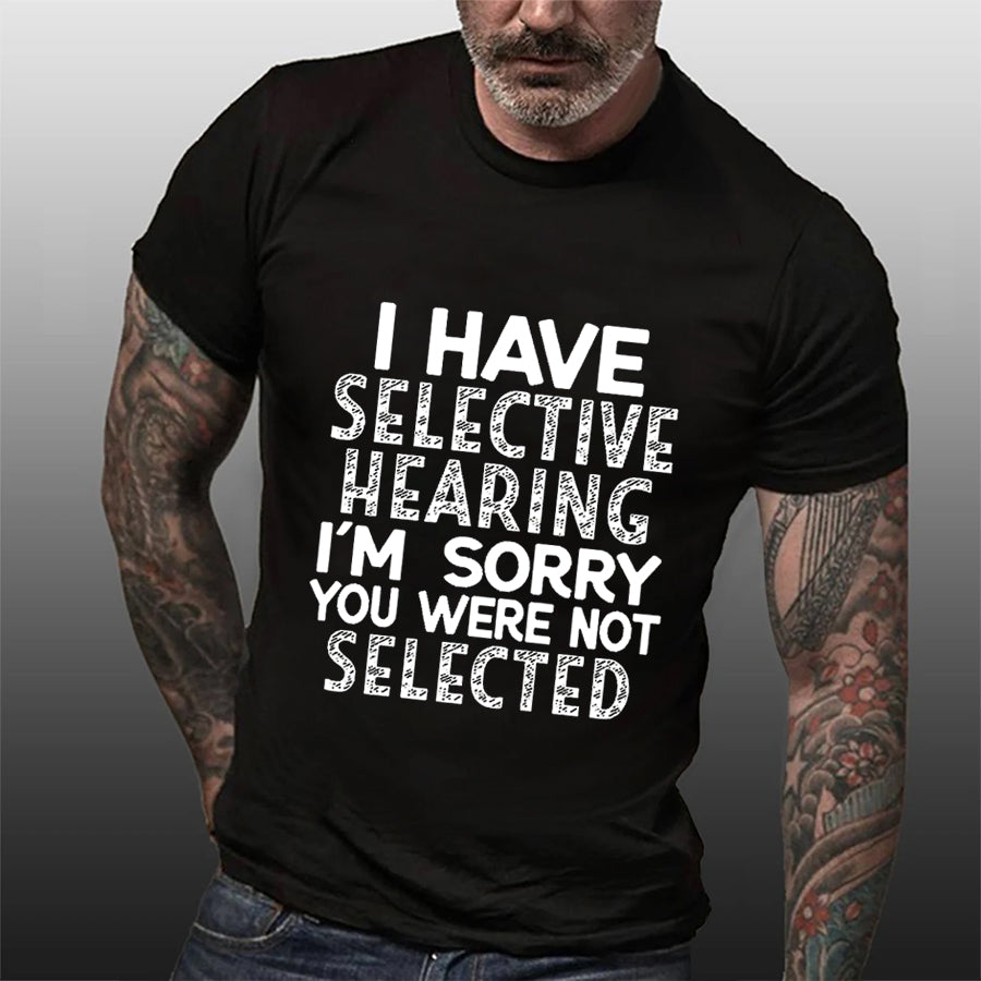 Eu tenho camiseta com slogan masculino com impressão seletiva 