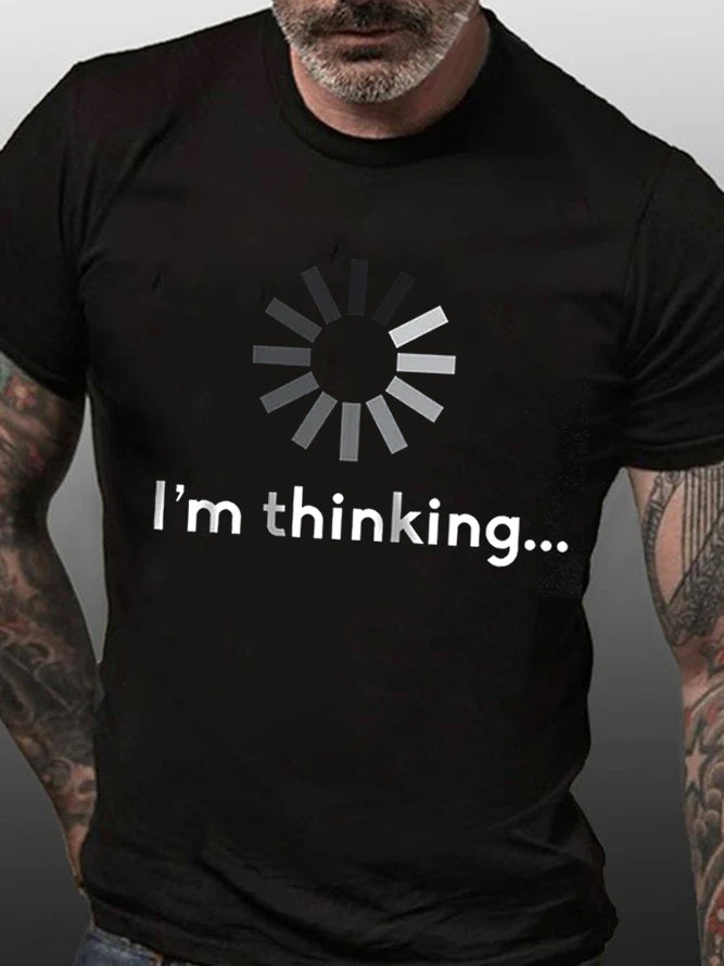 T-shirt avec slogan imprimé pour hommes, je pense 
