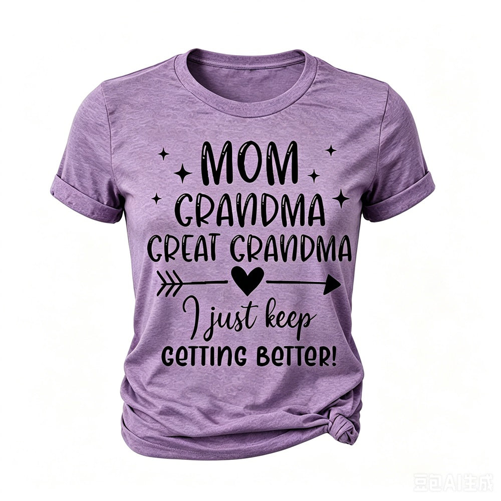 Camiseta feminina com slogan da mamãe, avó, bisavó, estampada 