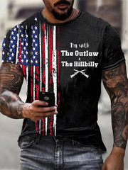 Men's The Outlaw and The Hillbilly Print Color Block Crew Neck Casual Short Sleeve T-Shirt