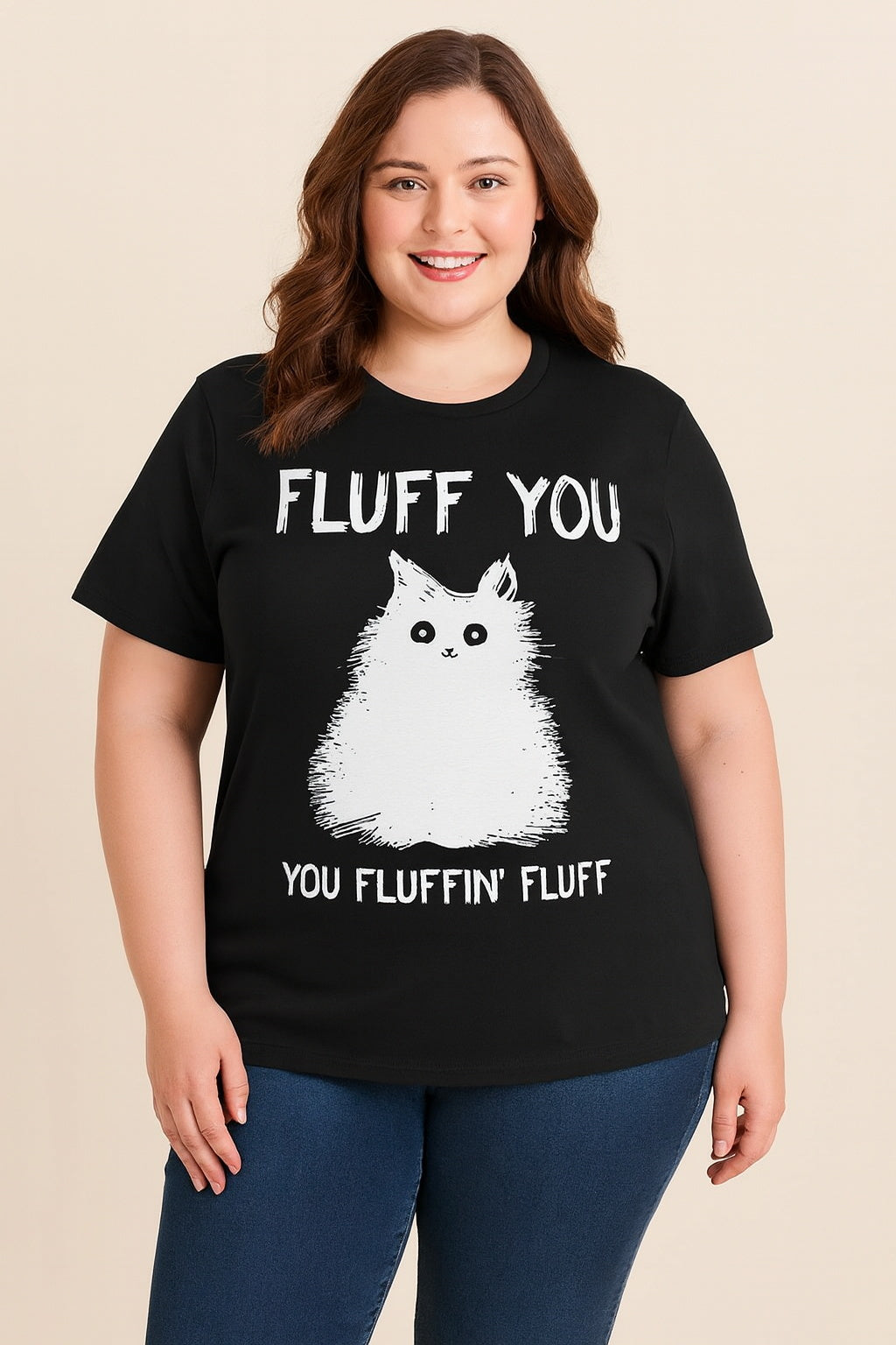 Fluff You Print Women Slogan Plus Size T-Shirt
