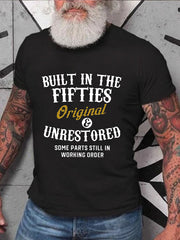 T-shirt avec slogan imprimé pour hommes construit dans les années 50 