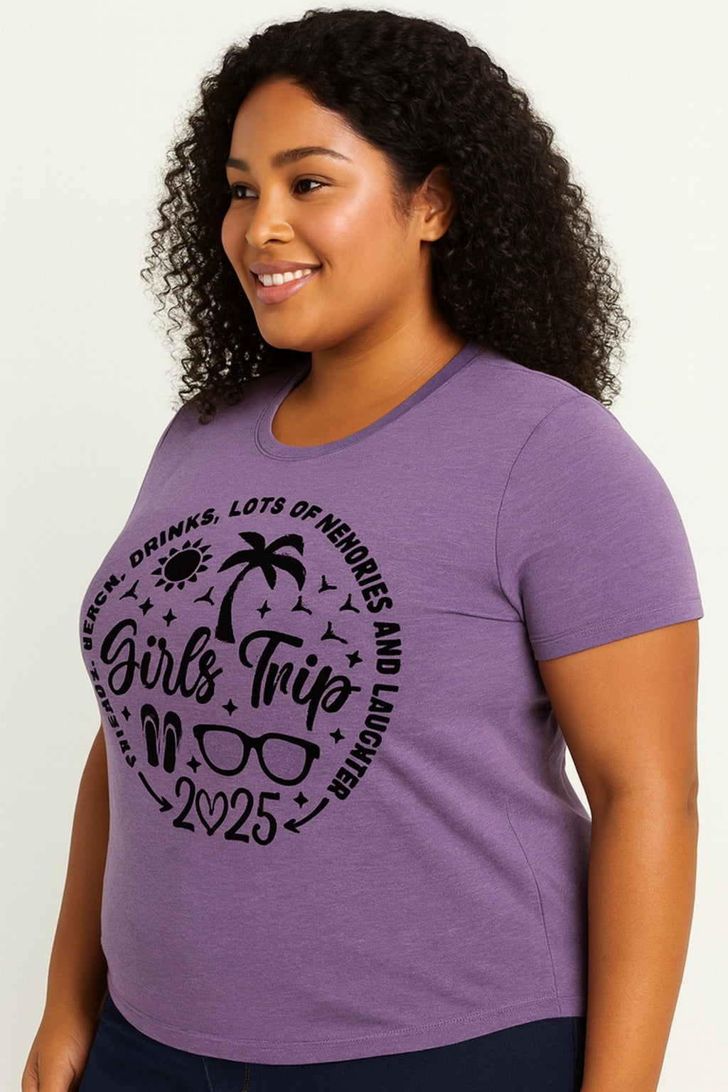 Girls Trip 2025 Printed Women Slogan Plus Size T-Shirt