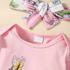 3PCS Sweet Elephant Floral Printed Long Sleeve Baby Set