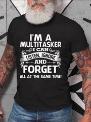 Je suis un t-shirt à slogan imprimé multitâche pour hommes 