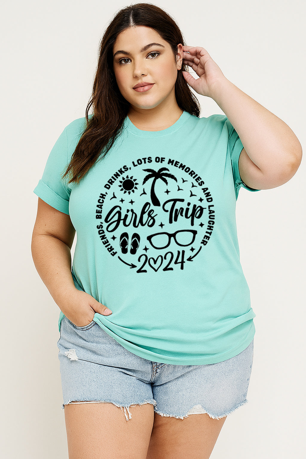 Girls Trip 2024 Printed Women Slogan Plus Size T-Shirt