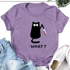 O que? Venda quente de camiseta com estampa de gato engraçado 
