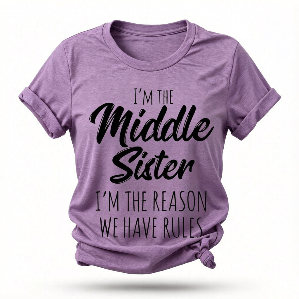 Je suis la sœur du milieu mode lettre impression femmes Slogan T-Shirt 