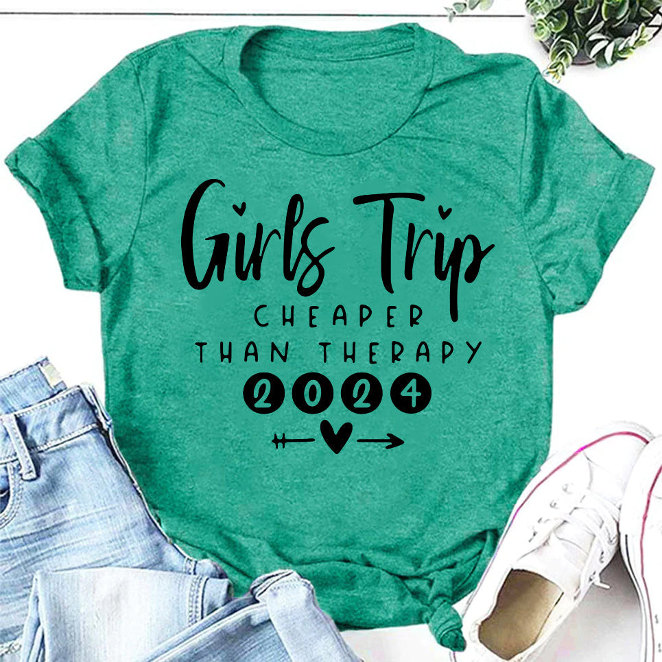 Pretty Girl Trip Letter Print Women Slogan Plus Size T-Shirt