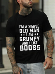 Je suis un simple vieil homme imprimé T-shirt avec slogan pour hommes 