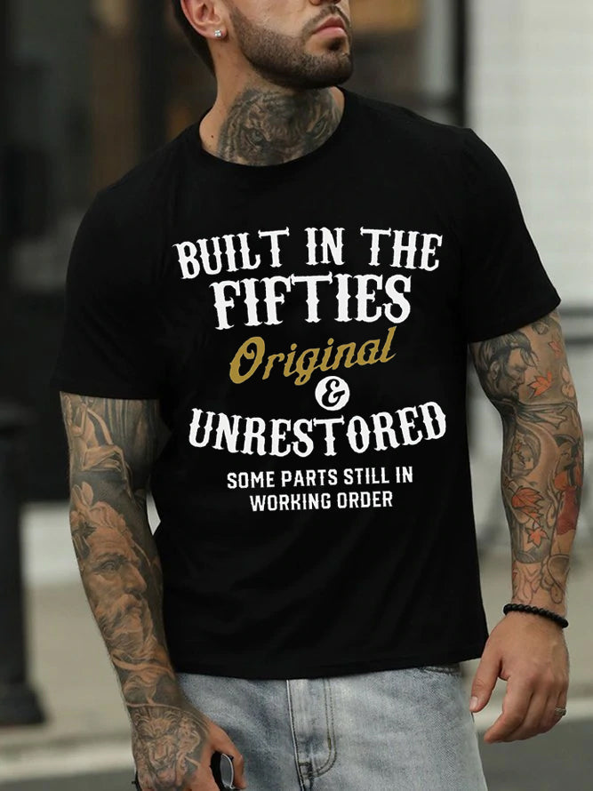 Built In The Fifties Print Men Slogan T-Shirt