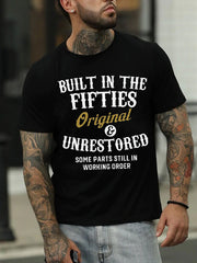 T-shirt avec slogan imprimé pour hommes construit dans les années 50 
