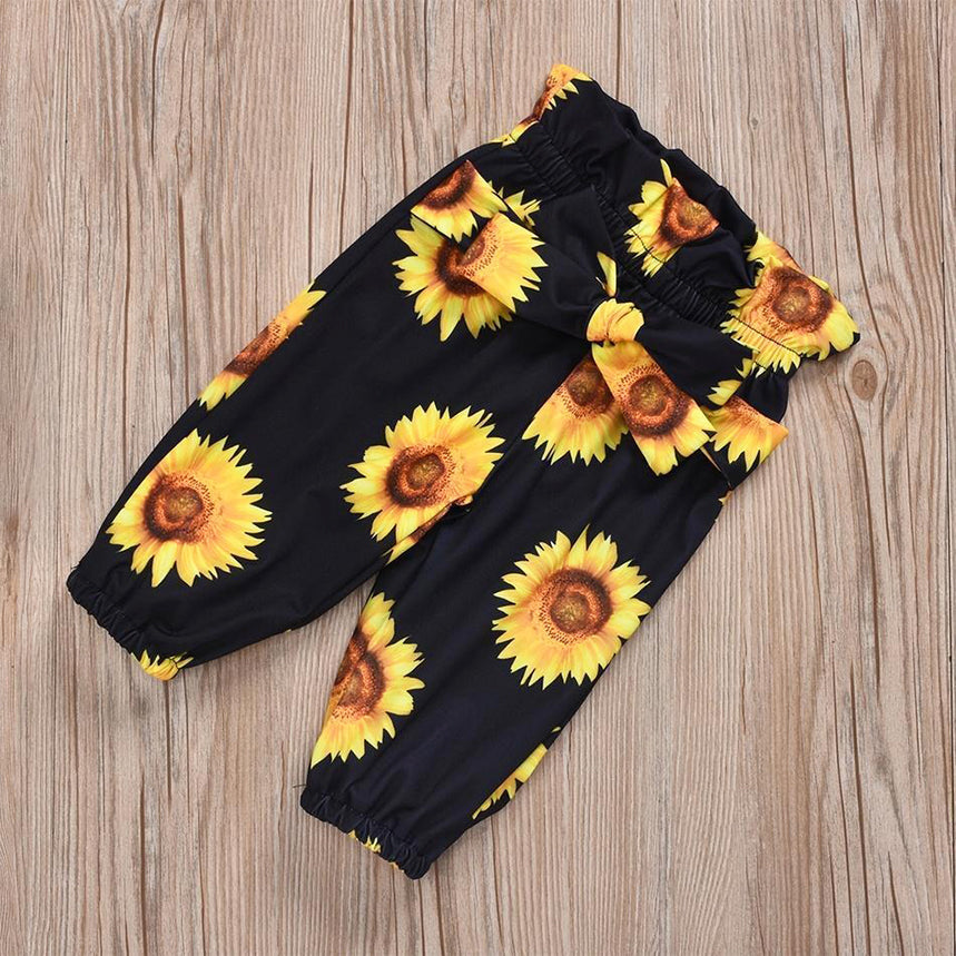 3PCS Sunflower Flutter Sleeve Baby Set
