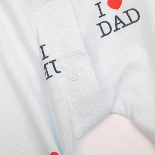 I Love Dad Mum Lovely Solid Letters Printed Long Sleeve Baby Jumpsuit