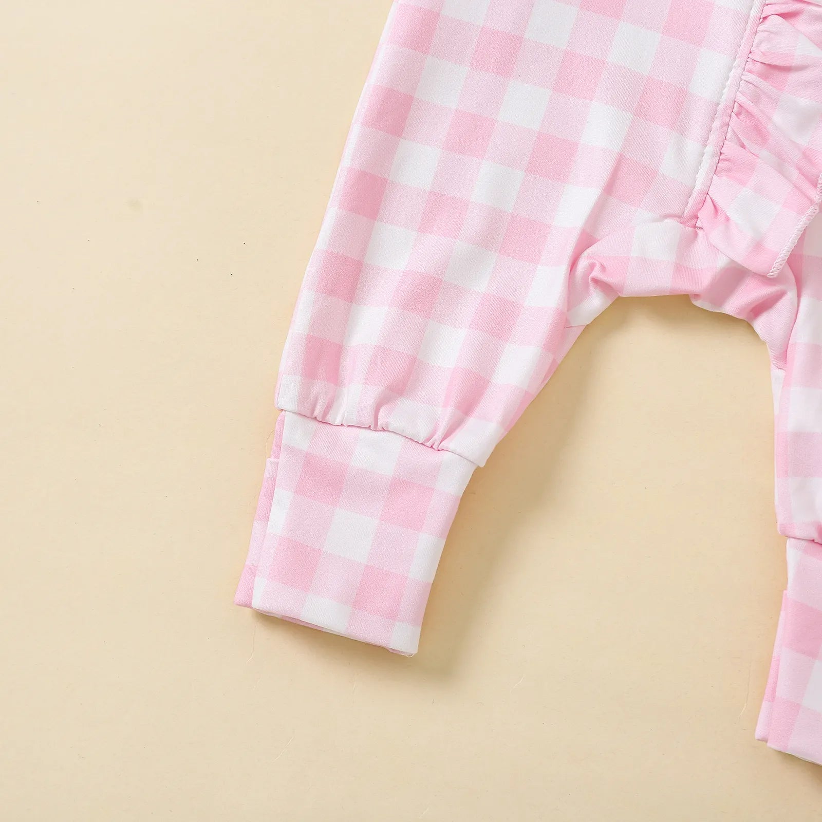 2PCS Lovely Plaid Printed Long Sleeve Baby Jumpsuit