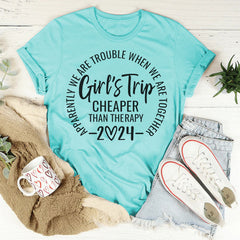Girl's Trip Cheaper Letter Print Women Slogan Plus Size T-Shirt