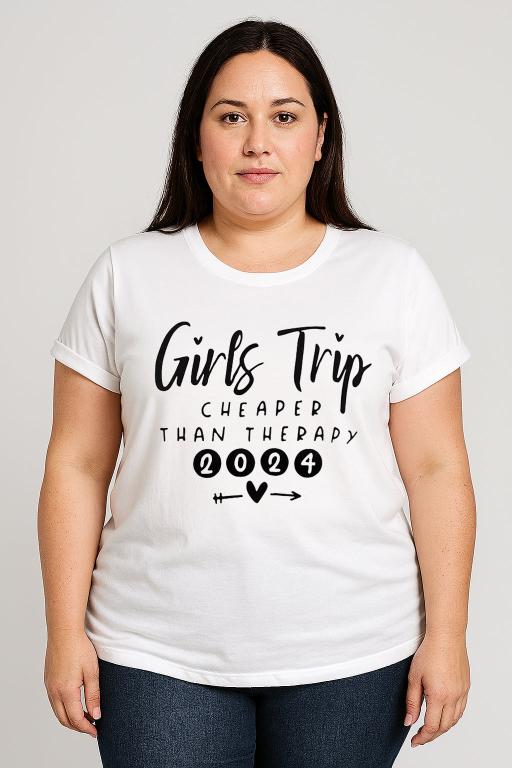 Pretty Girl Trip Letter Print Women Slogan Plus Size T-Shirt