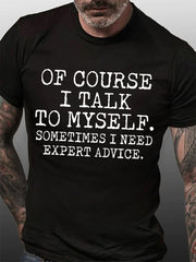 Bien sûr, je me parle à moi-même, t-shirt avec slogan imprimé pour hommes 