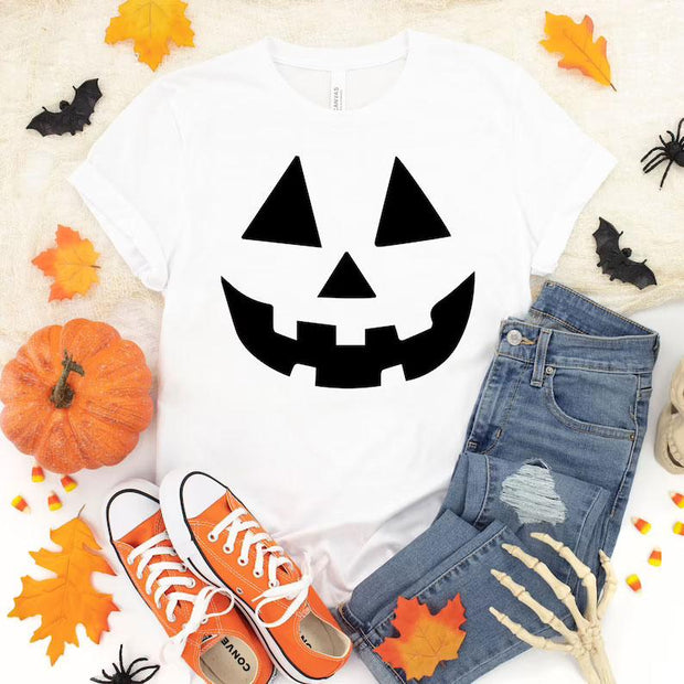 Funny Cute Pumpkin Halloween Fall Women T Shirt
