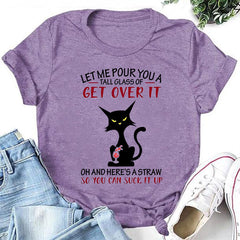 Camiseta com slogan feminino com estampa de gato Supere isso 