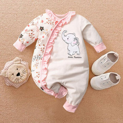 Lovely Little Peanuts Elephant Printed Baby Jumpsuit