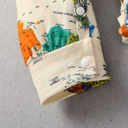 3PCS Cute Map Printed Long Sleeve Baby Jumpsuit