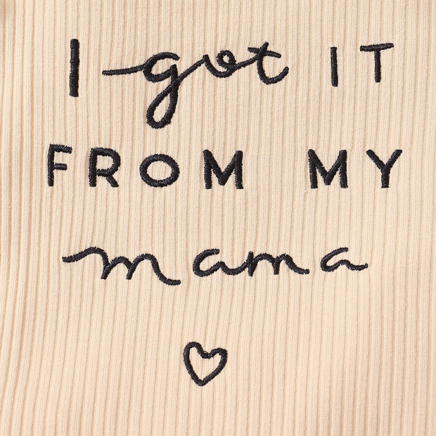 3PCS "I Got It From My Mama" Leopard Printed Baby Girl Set