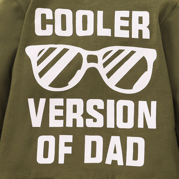 2PCS "COOLER VERSION OF DAD" Letter Printed Hoodie with Camo Pants Baby Set