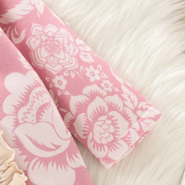 3PCS Cute Floral Printed Baby Jumpsuit