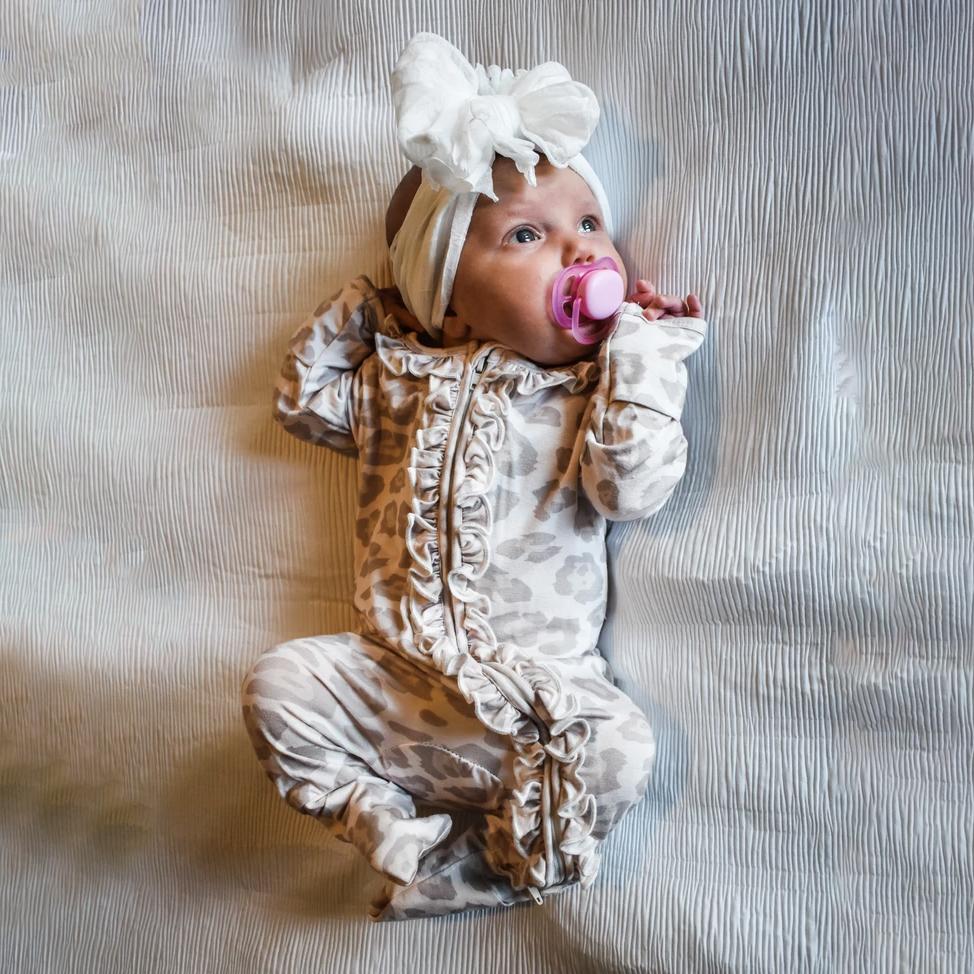 Lovely Leopard Printed Baby Zipper Jumpsuit