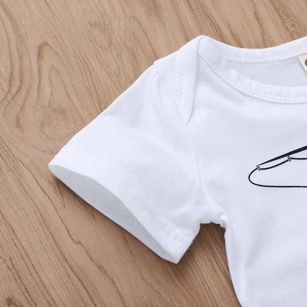 "Going fishing with Daddy" Cartoon Letter Printed Baby Romper