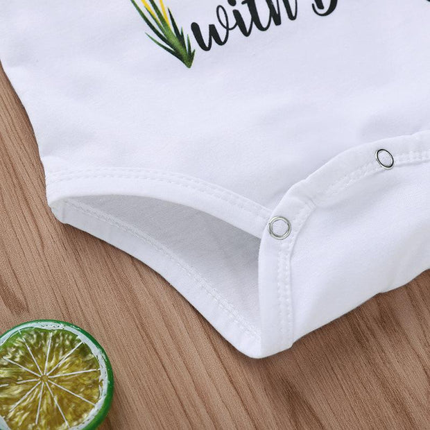 "Going fishing with Daddy" Cartoon Letter Printed Baby Romper
